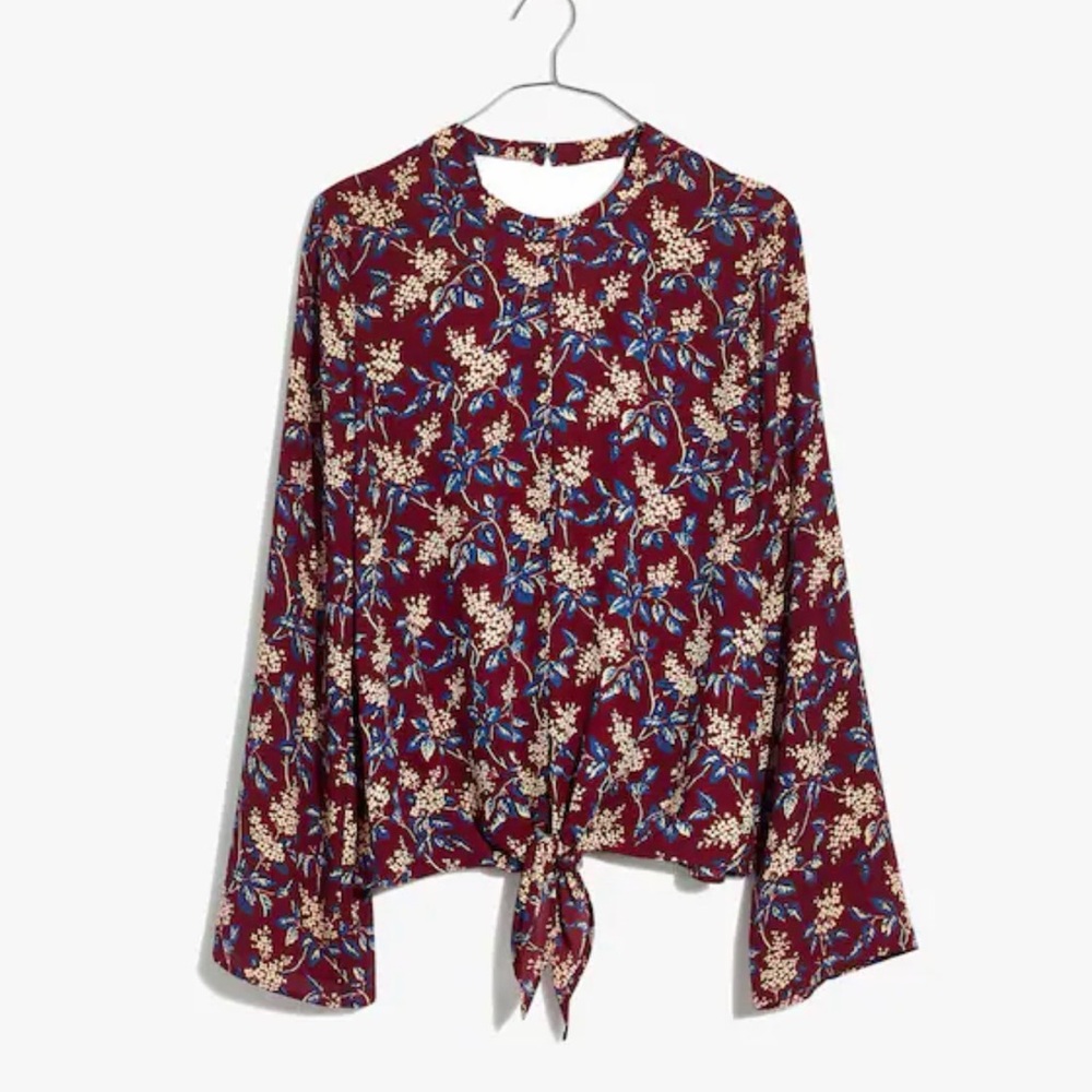 Bell-Sleeve Tie Top in Antique Flora